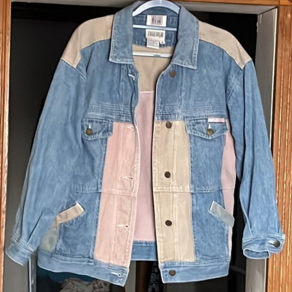 Vintage Together Pastel Color Block Denim Jean Jacket - Picture 2 of 13